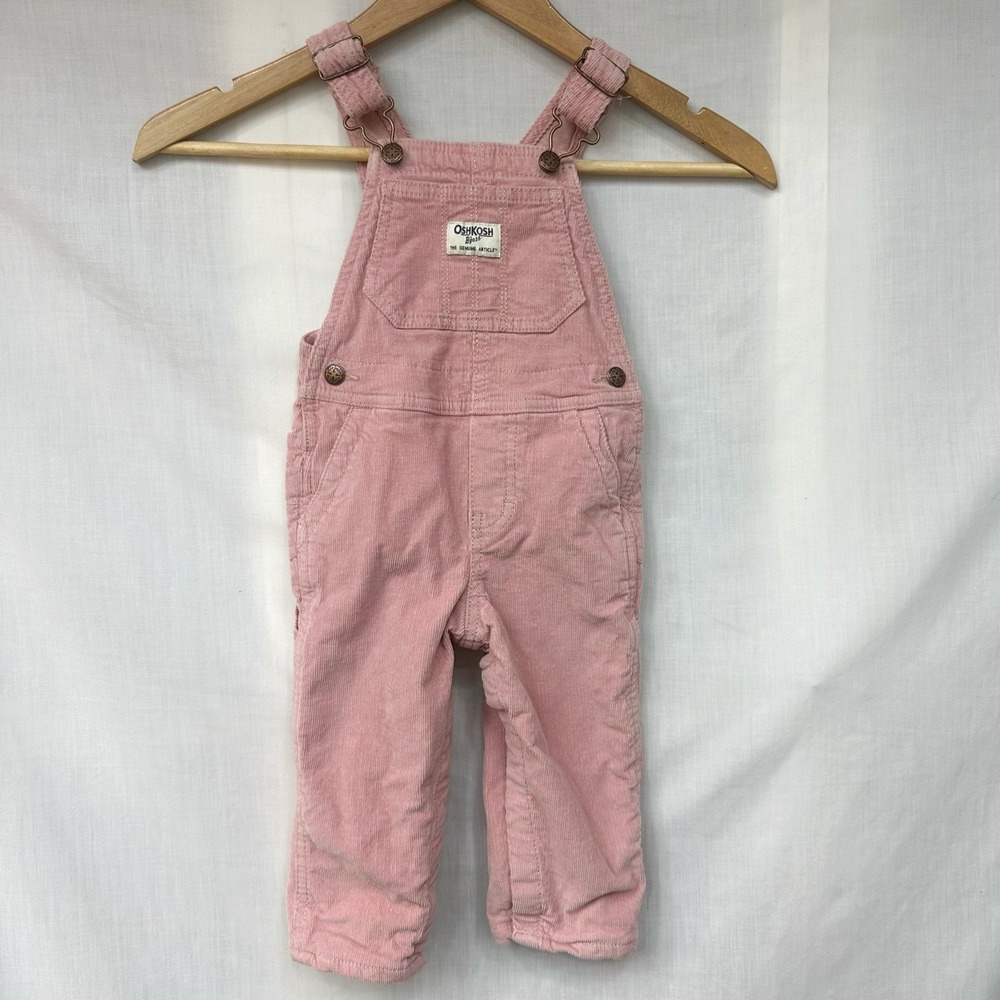 VTG‎ OshKosh BGosh 18 Months Vestbak Pink Corduroy Overalls Cotton Made In USA